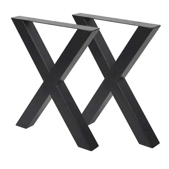 Caballetes en forma de X Patas de mesa de centro de comedor de metal Patas de muebles de oficina Banco de madera de hierro fundido Patas de marco negro antioxidantes para exteriores para mesa de consola Pies de parques DIY