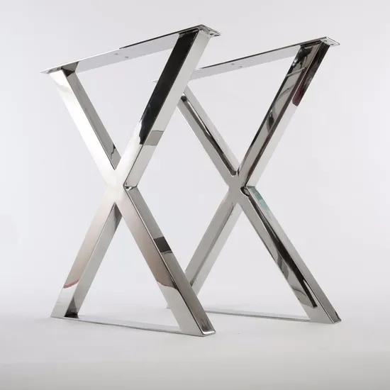 Pata de acero inoxidable en forma de X para mesa de café y comedor