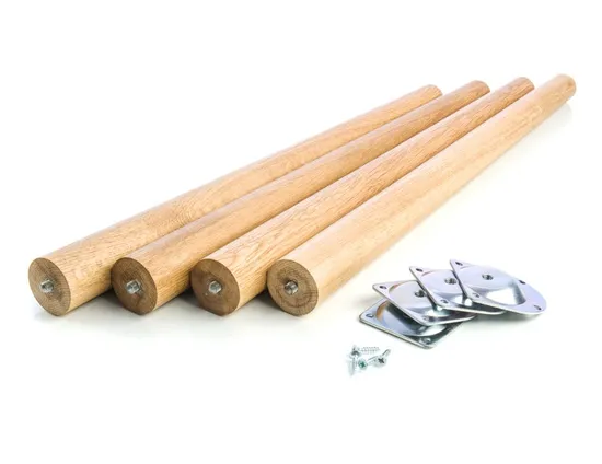 Patas de madera de roble redondas y cónicas, modernas y elegantes, hechas a medida para mesas de comedor, bancos de café y mesitas de noche 
