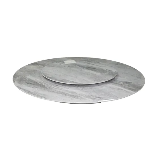 Mesa de comedor giratoria de mármol blanco y negro redonda de alta calidad personalizada de 10 plazas