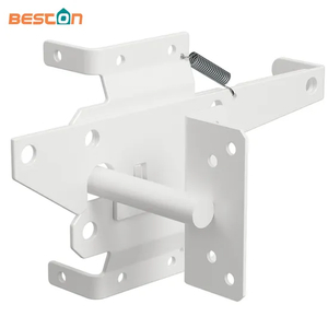 Pestillo de puerta bidireccional autoblocante de metal blanco resistente para vallas de madera