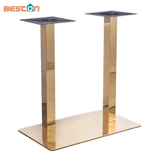 Mesa de restaurante de acero inoxidable con acabado fino en oro rosa de altura H720mm para ventas