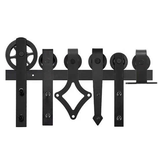 Herrajes para rieles para puertas corredizas de granero retráctiles y cierre suave industrial, ajustables para puertas interiores, kit resistente