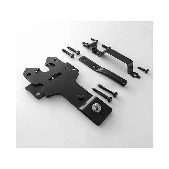 Kit de pestillo y bisagra de puerta de acero de metal negro resistente OEM - Personalizado para cercas de madera