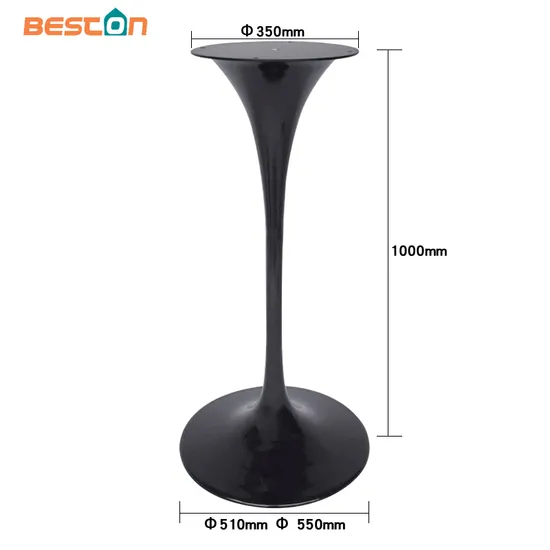 Base de mesa de tulipán de trompeta de hierro negro para mesa de mármol