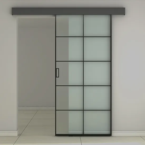 Puertas corredizas de vidrio de acero al carbono de vidrio metálico con herrajes