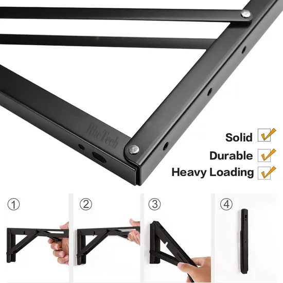 Soporte de estante plegable de metal decorativo de montaje en pared plegable ajustable de 18 '