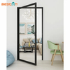 Puertas interiores de marco metálico de puerta de vidrio transparente abatible de estilo francés minimalista