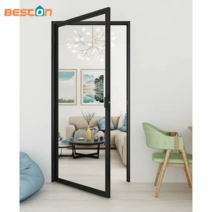 Puertas interiores de marco metálico de puerta de vidrio transparente abatible de estilo francés minimalista