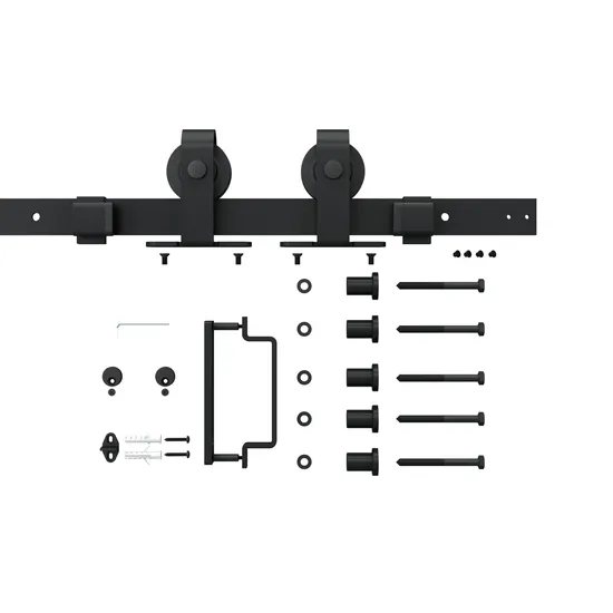 Sistema de puerta corrediza de metal con puerta de vidrio y marco de acero corredizo derribado interior