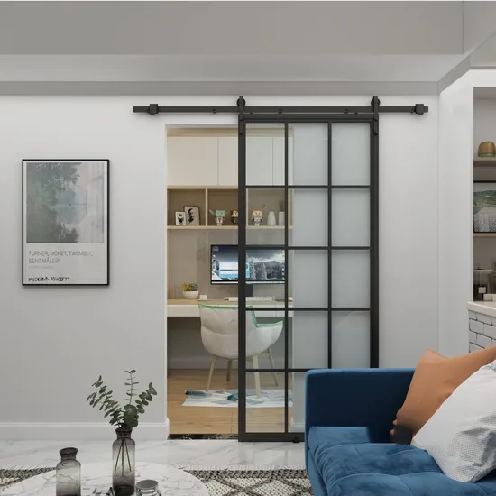 Puerta corrediza interior con marco de acero 15 Lite, sistema de puerta corrediza de estilo francés al por mayor