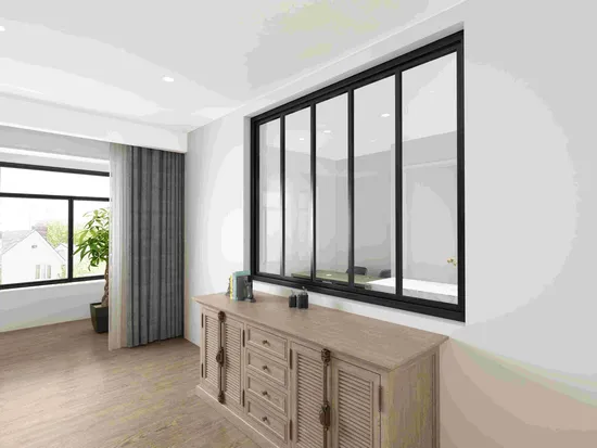 Estilo de fábrica de puertas y ventanas de vidrio, marco metálico de ventana corrediza