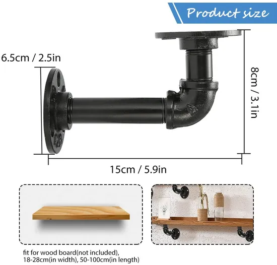 Soporte de tubo de hierro, estante flotante montado en la pared, decoración de Hardware de pared colgante