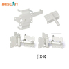 Kit de pestillo y bisagra para puerta de granja con cierre automático, ajustable, resistente y con recubrimiento en polvo blanco, para cercas de madera y vinilo/PVC