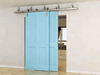 Kit de herrajes para puertas corredizas de granero de doble derivación de acero de níquel cepillado: solución elegante para interiores y armarios modernos