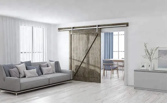 Kit de herrajes para puerta corrediza de granero de acero inoxidable 304 de primera calidad | Puerta de madera y acabado cromado | Solución interior de servicio pesado