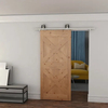 Kit de puerta corrediza de granero de acero al carbono y níquel satinado de inspiración vintage: diseño de rueda de gran tamaño adornado para interiores de granjas modernas