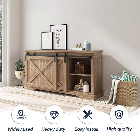 Mini kits de puertas corredizas de Granero, doble derivación, herrajes para puertas de armarios y garajes