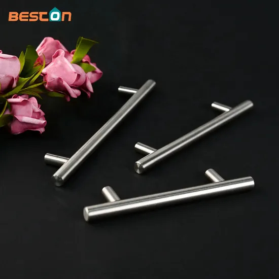 Tiradores de cajón de acero inoxidable para dormitorio, armario, cocina, barra en T, muebles