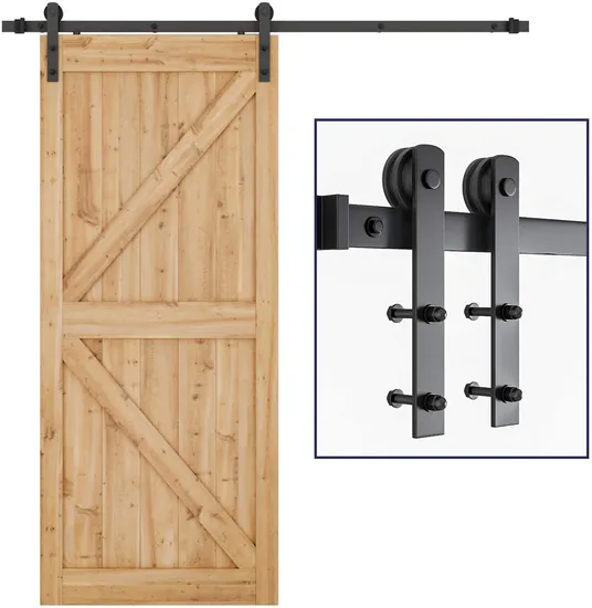 Kit de rieles para puerta de granero de acero mejorado de 6.6 pies y 5 rieles: diseño de junta duradero para hogares modernos y rústicos