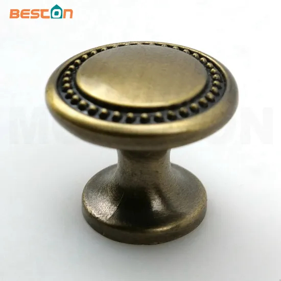 Tiradores de bronce del gabinete de los botones del cajón de la manija del vintage plateado cromo
