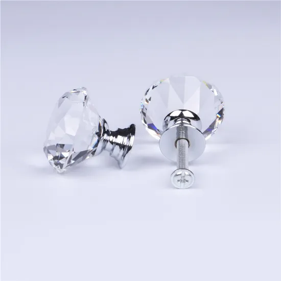 Perillas de puerta de gabinete de diamantes de Zamak, perilla de tirador de cajón de cristal de lujo