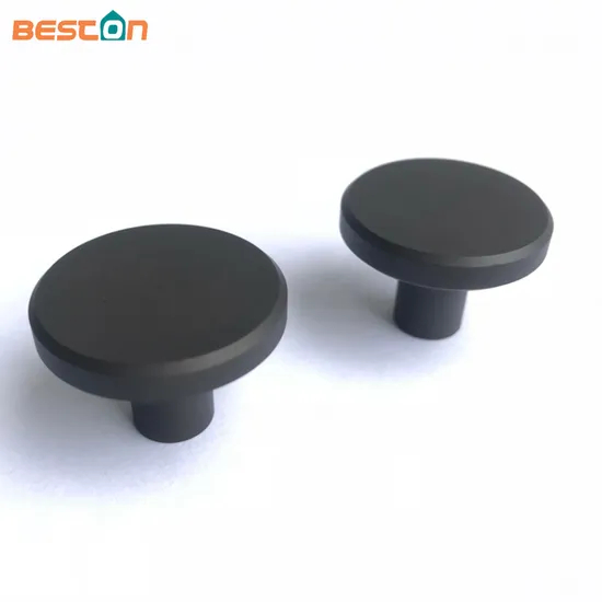 Perilla redonda de aluminio para cajón de cocina, manija de un solo orificio, color negro mate