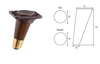 Patas de sofá de madera maciza en forma de I de cono oblicuo con copas de pie de metal y accesorios de madera