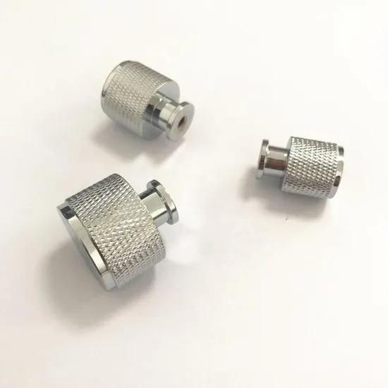 Piezas dadas vuelta CNC del OEM que trabajan a máquina el botón moleteado de aluminio por encargo de Chrome de la precisión