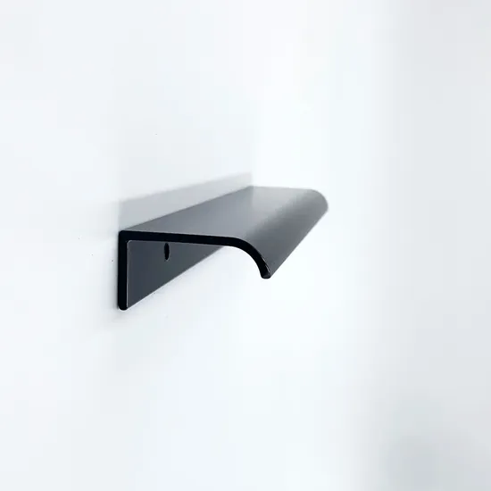 Manija negra de cocina para cajón, mueble de aluminio moderno, tirador de dedo con borde