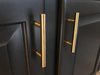 Tirador en forma de T para puerta de cajón dorado, latón y acero inoxidable