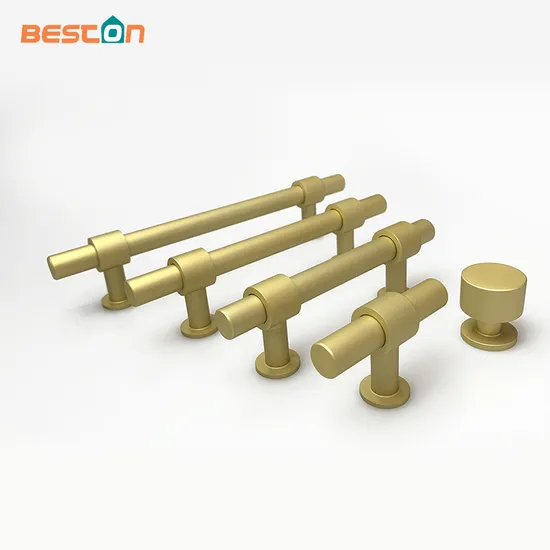 Manija del armario del gabinete de cocina de la barra T del oro mate de la aleación de aluminio