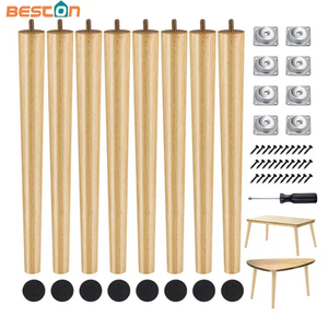Patas de mesa cónicas de madera maciza de 8 piezas para reemplazo de muebles