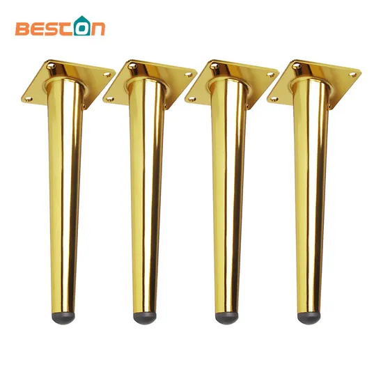 Patas de sofá de acero cónicas y modernas de lujo: acabados en cromo y oro para sofás y muebles de dormitorio de alta gama
