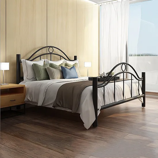 Camas metálicas Cama individual, doble, tamaño king, tamaño completo, estructura de cama de metal en oro blanco