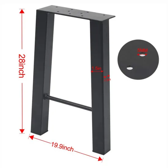 Patas de mesa de comedor de metal industrial moderno y duradero con recubrimiento de polvo negro sólido al por mayor