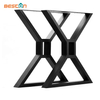 Muebles en forma de X de metal negro de estilo industrial, patas de base de mesa de acero para comedor