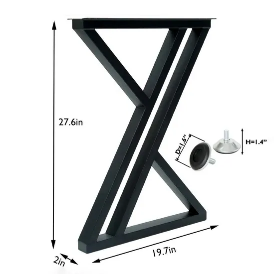 Patas de base de mesa de oficina de escritorio de metal industrial de 28 pulgadas