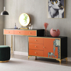 Gabinete lateral naranja moderno de lujo ligero italiano - Almacenamiento con estantes para sala de estar y porche