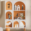 Vitrina y estantería blanca de madera maciza estilo crema francés - 3 estantes, 2 gabinetes - Almacenamiento para sala de estar con opciones de piso/pared