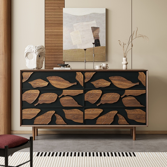 Gabinete de almacenamiento lateral antiguo de madera maciza: diseño vintage simple para entrada y dormitorio