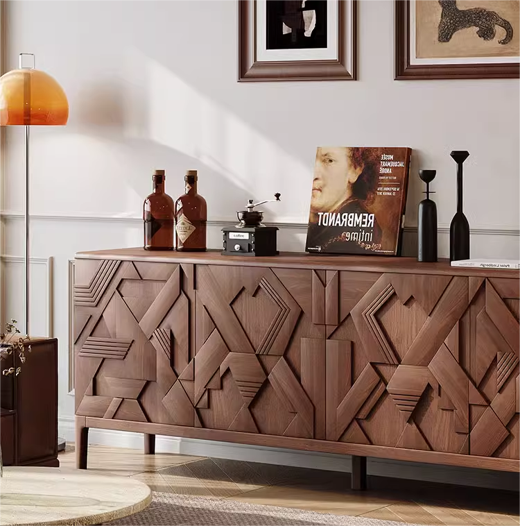 Nuevos muebles para el hogar modernos de alta calidad, gabinetes de sala de estar de gran capacidad, aparadores de almacenamiento de madera maciza de nogal de lujo 