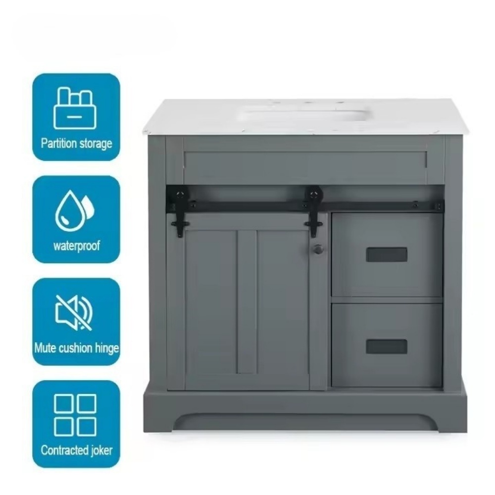Gabinete buffet rústico de madera maciza con puerta corrediza de granero para comedor/cocina
