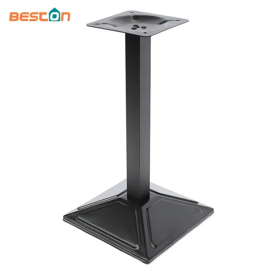 Base de mesa cuadrada de estampado de hierro negro con mejores ventas para restaurante