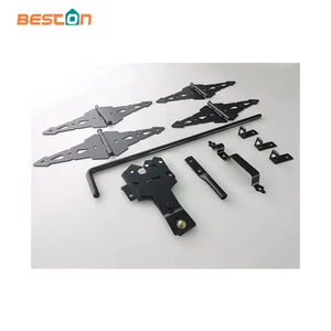 Kit de bisagra, pestillo y varilla de caída para puerta de acero negro de alta resistencia OEM, personalizado para cercas de madera