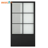 Puerta de granero de cristal corrediza con marco de metal negro de estilo francés moderno para uso doméstico