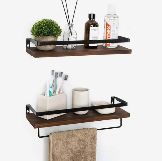2 con rieles Almacenamiento decorativo Elegantes soportes de metal negro mate