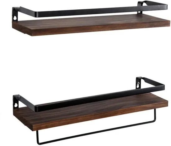 2 con rieles Almacenamiento decorativo Elegantes soportes de metal negro mate
