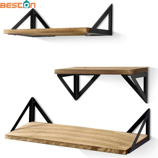 Soportes para estantes flotantes, soportes para estantes de almacenamiento de pared de madera rústica montados en la pared