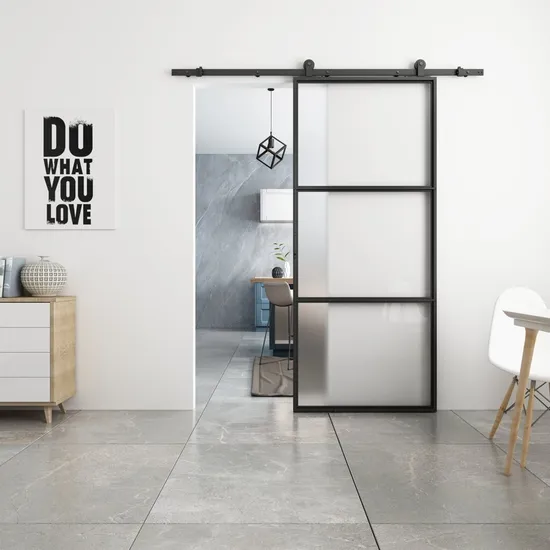 Puertas de granero de vidrio con marco de metal y puertas corredizas de vidrio interiores personalizadas